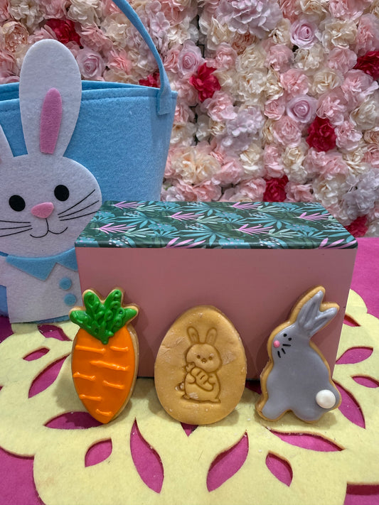Decorated Bunny, Carrot and Egg Cookies