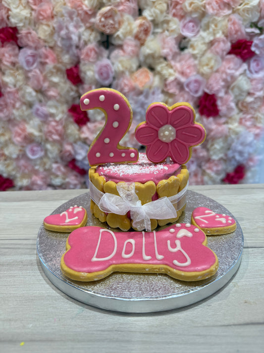 FLOWER TOPPER DOG FRIENDLY BIRTHDAY CAKE