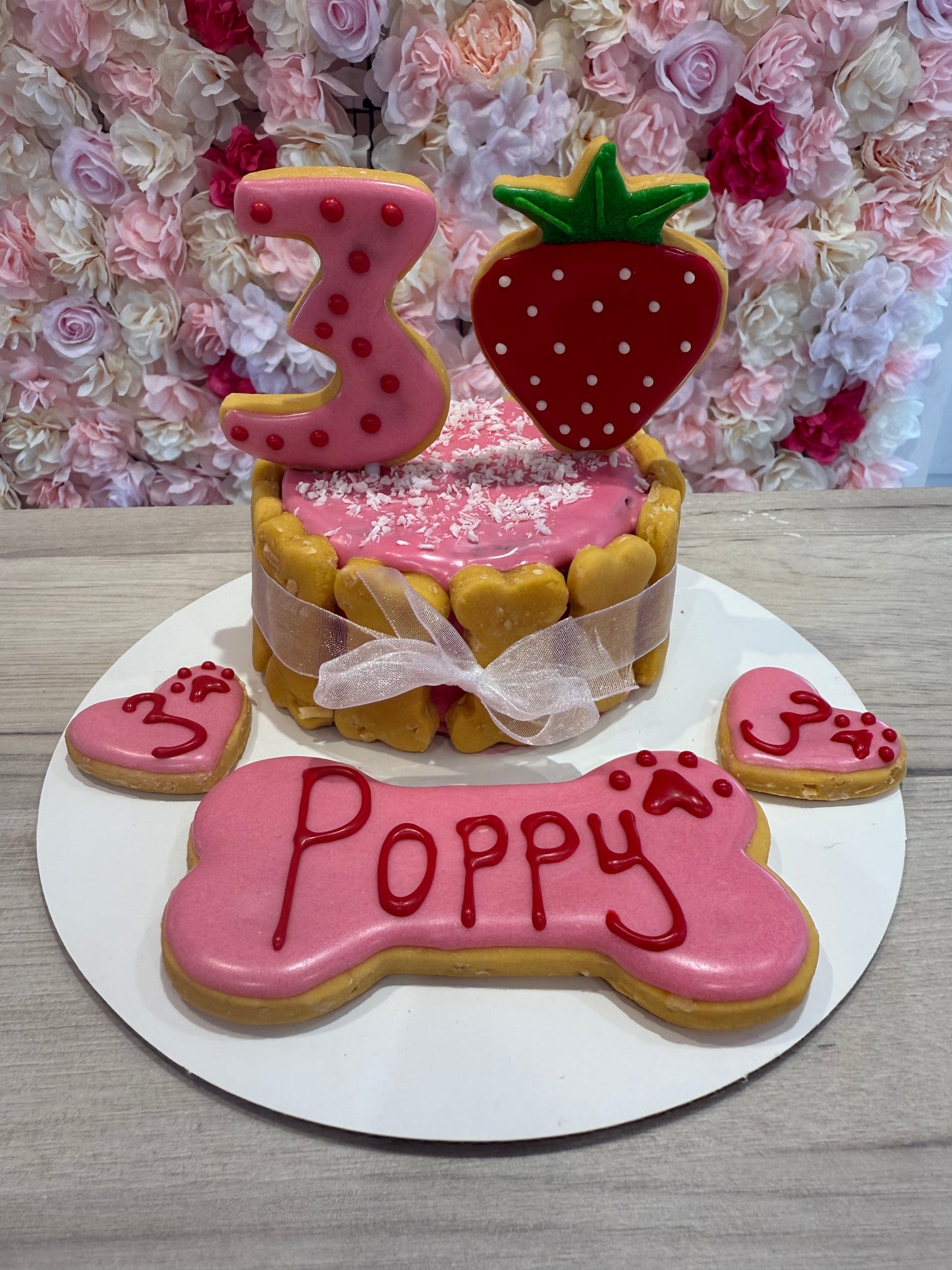 STRAWBERRY THEMED DOG FRIENDLY BIRTHDAY CAKE