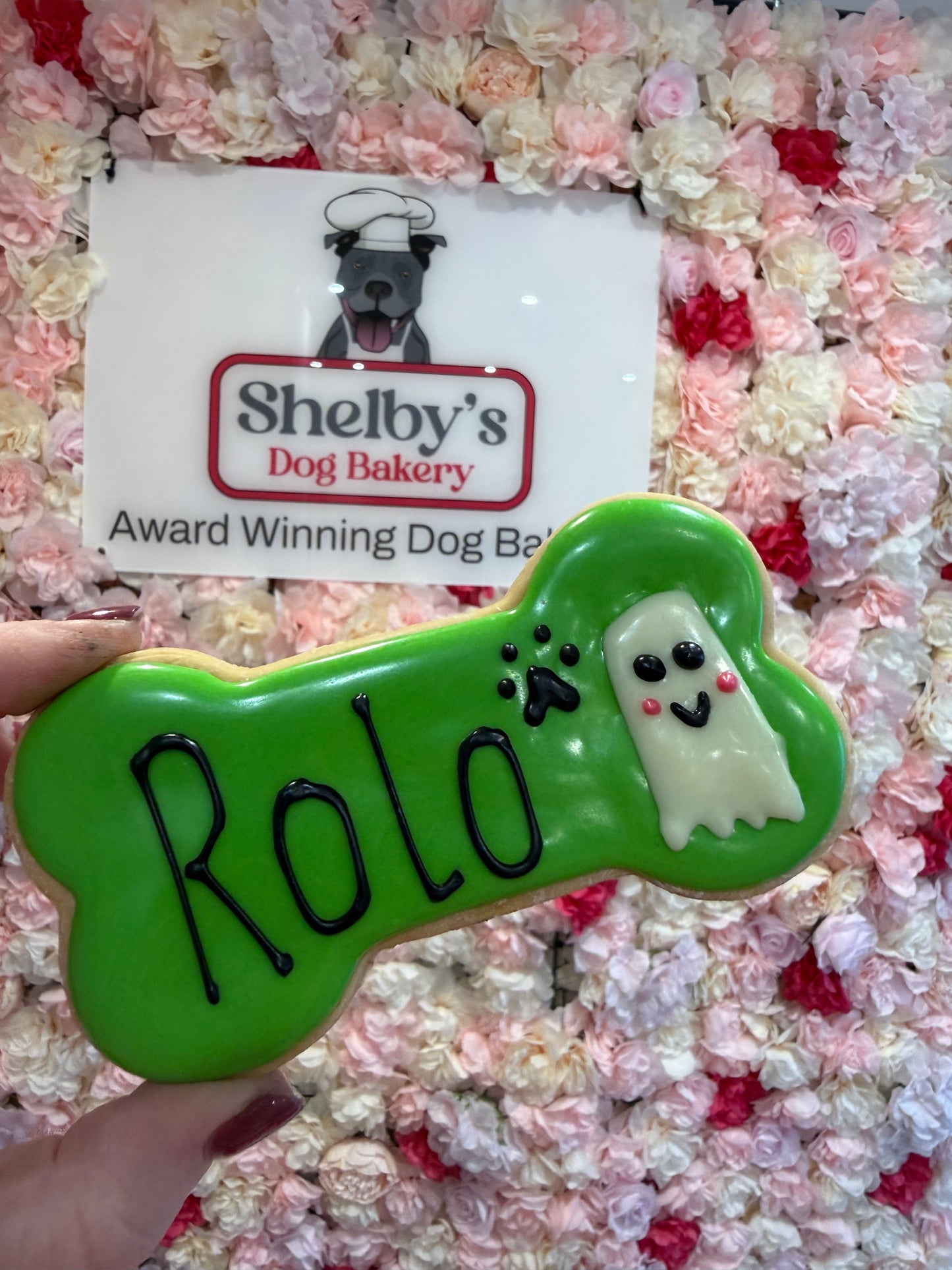 Green Personalised Big Bone Ghost Cookie