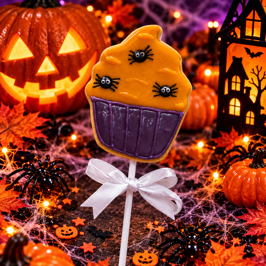 Cute Halloween Spider Pupcake Cookie Lollipop